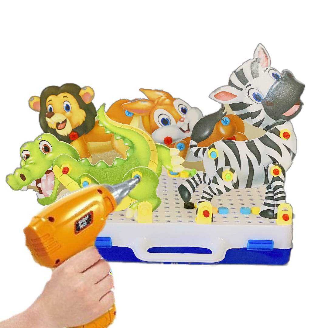 Rivetrix Animal Jigsaw Drill Set -198 Pieces - Rivetrix